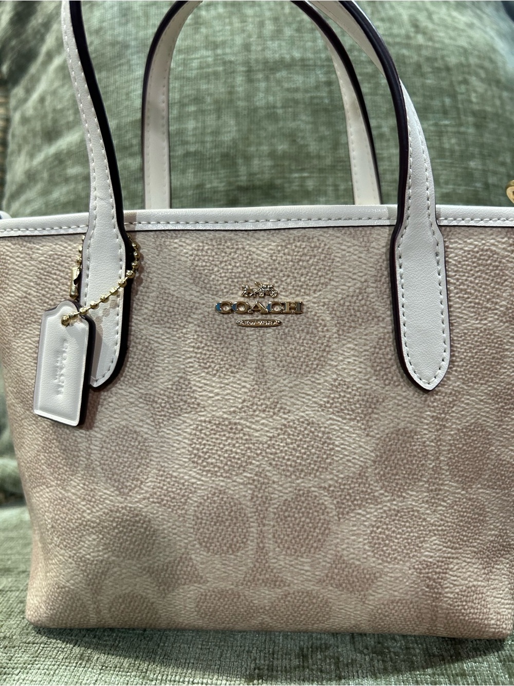 Coach Cream and White Mini Pebbled Satchel - Picture 7 of 12